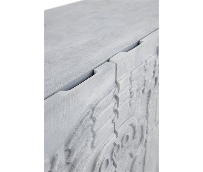 Aparador de 3 portas em madeira maciça de manga Cinza Claro