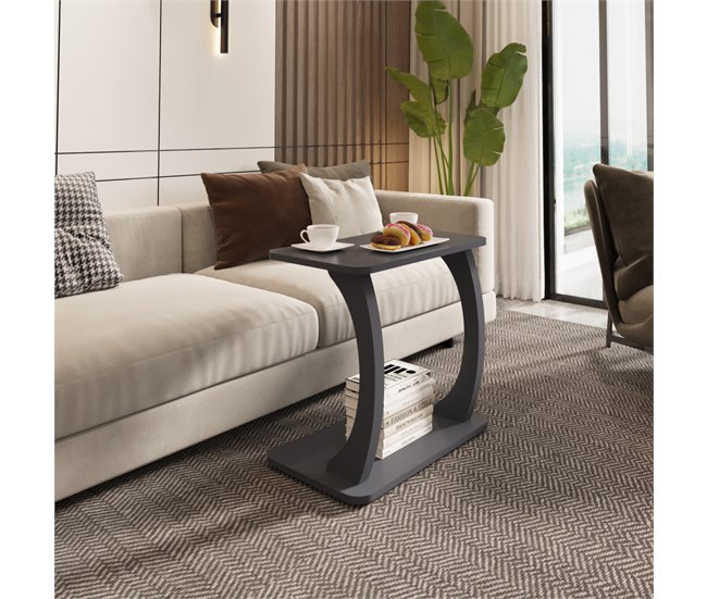 Mesa de apoio em forma de C Stattela [en.casa] 59x35 Branco