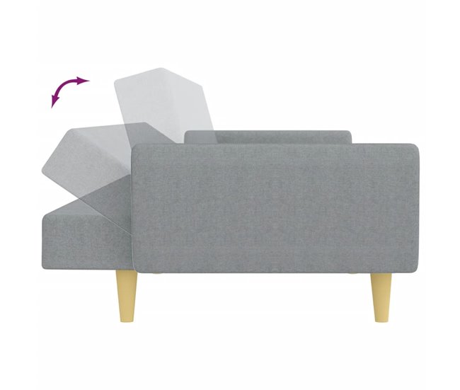 Sofá-cama, Sofá conversível de 2 lugares Cinza Claro
