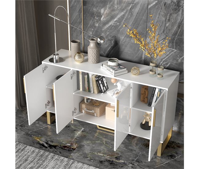 Aparador de mdf com 4 portas Branco