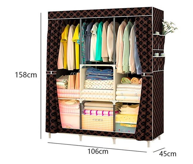 Guarda-roupa de Tecido com Bolsos Laterais Nyana Home Estampado