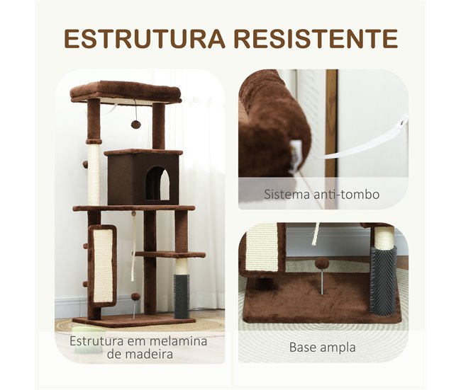 Arranhador para Gatos Melamina de Madeira e Sisal PawHut Castanho