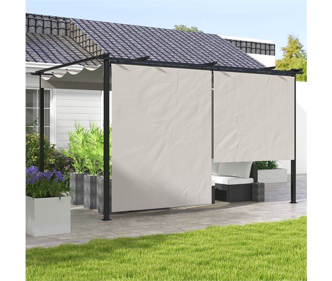 Pérgola de Exterior Poliéster e Metal Outsunny Cru