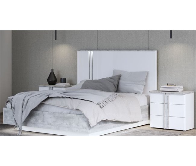 Cama BUGANVILLA 150x190cm con LED Branco/cinza