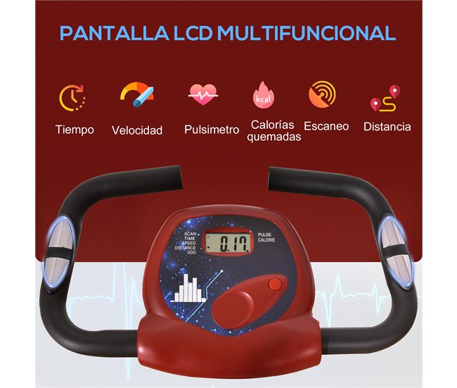 Bicicleta ergométrica em forma de X Aço, ABS, PVC HOMCOM Vermelho