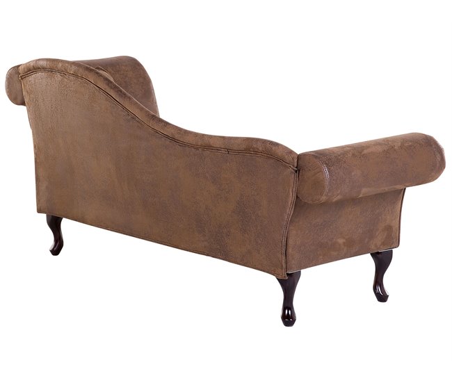 Beliani Chaise longue à direita Camurça sintética LATTES Castanho Claro