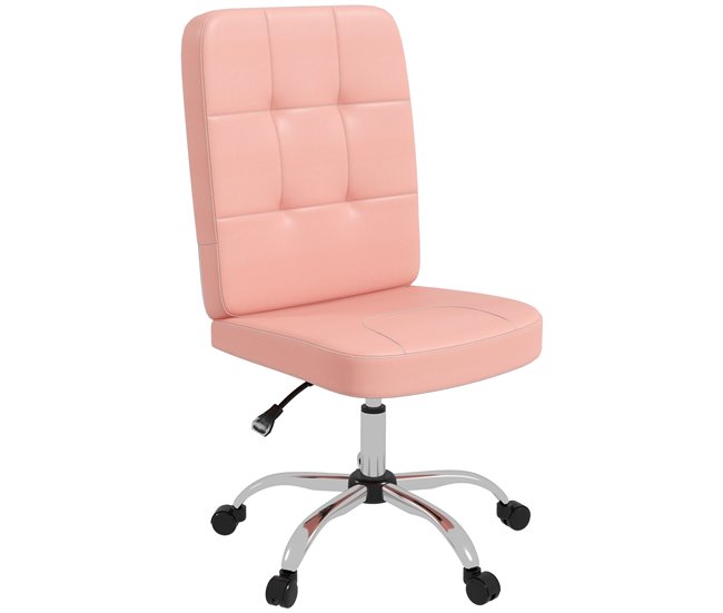 Cadeira de Escritório PVC, Espuma, Aço e Placa Multicamadas Rosa