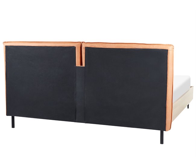 Beliani Cama com estrado Pele sintética LIMANTON 201x215 Dourado
