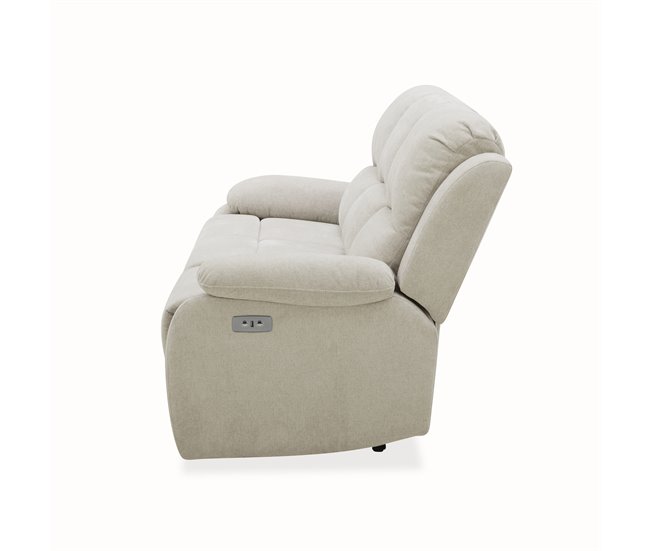 Sofá 3 lugares 2 assentos relax elétrico RYAN Cinza Claro