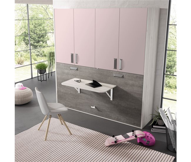 Secretária dobrável TWIN 98cm branco Cinza