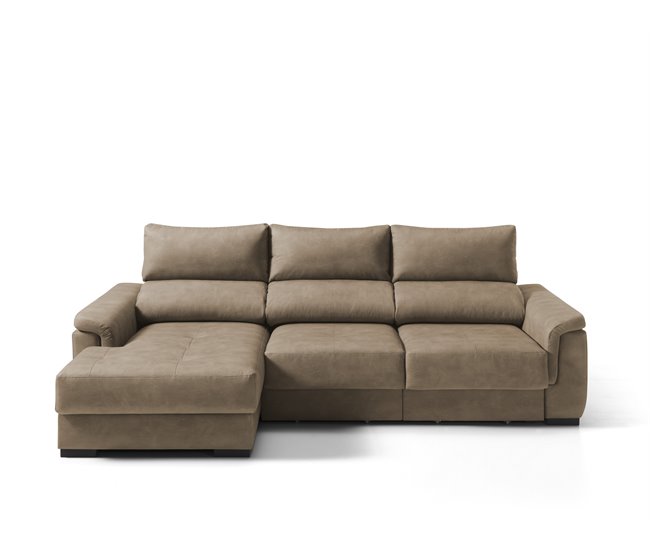 Chaise longue NAHIA com baú de 3 lugares Camel