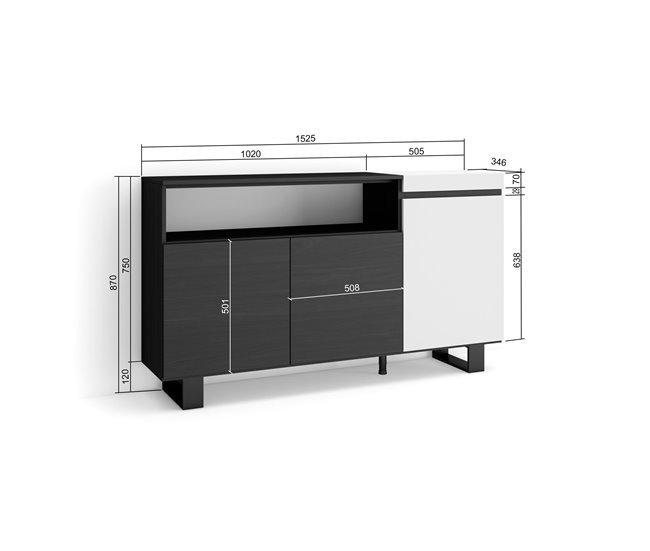 Aparadores para sala 150 Branco/ Preto