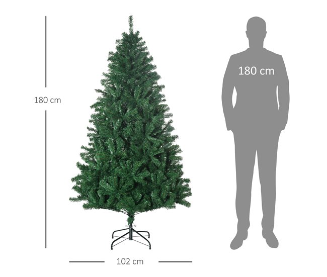 Árvore de Natal PVC e Aço HOMCOM, casa - natal Verde