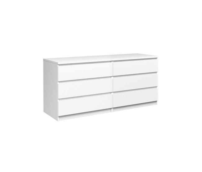 Cômoda dulpa com 6 gavetas branco alto brilho NAIA Branco Brillo