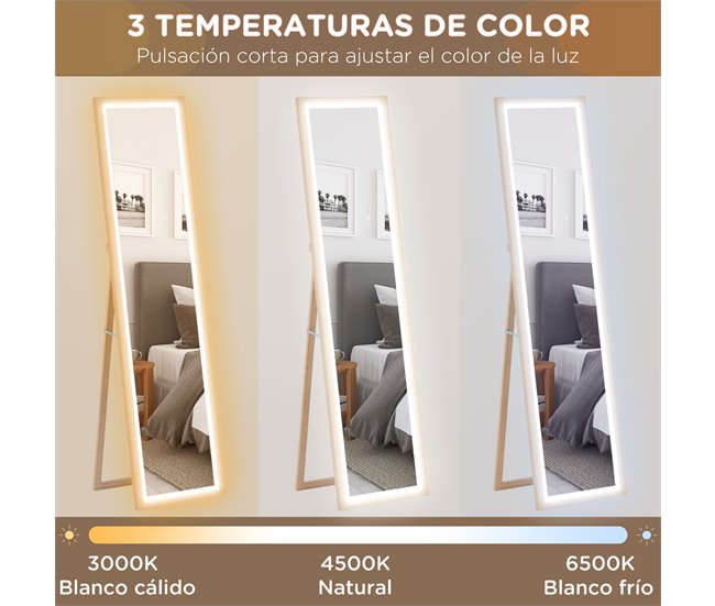Espelho de Pé Vidro temperado e MDF HOMCOM, casa - decoração Castanho