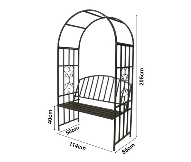 Arco rosa com banco Barile aço Preto