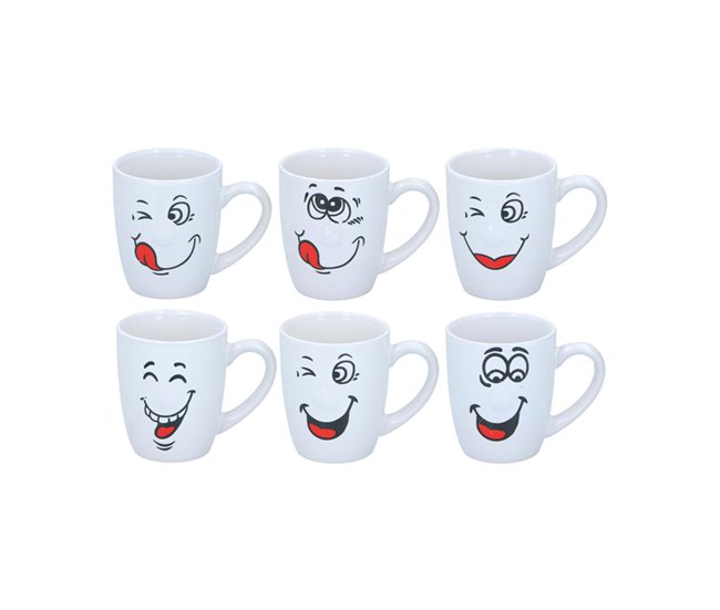 Caneca SONRISAS sortido 300ml material de grés Branco