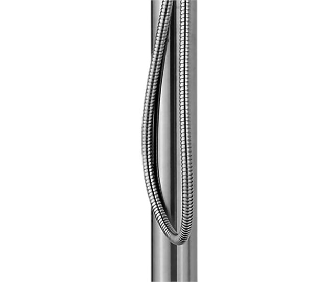 Chuveiro exterior curvo ALGHERO em aço inoxidável 316L com chuveiro manual, aço inoxidável acetinado Cinza