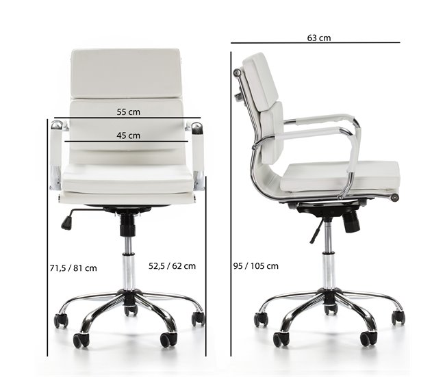  Cadeira de escritório reclinável Fenix Branco