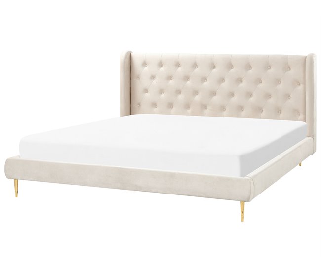 Beliani Cama Veludo FORBACH Bege