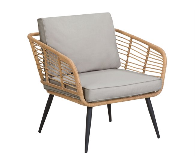Beliani Conjunto lounge Ratan sintético CORINTH II Cinza Claro