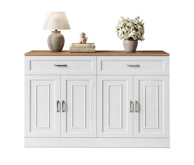 Aparador com 4 portas e 2 gavetas Branco