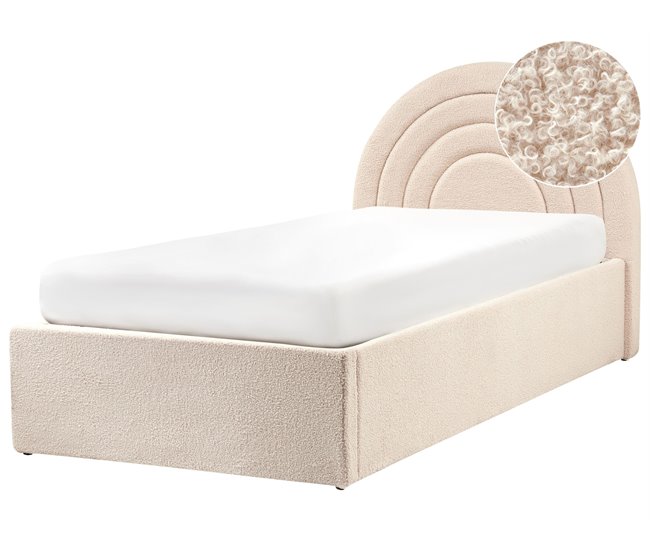Beliani Cama baú Bouclé ANET 106x218 Bege