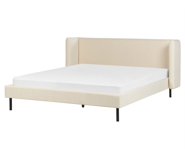 Beliani Cama com estrado Veludo ARETTE 184x206 Bege