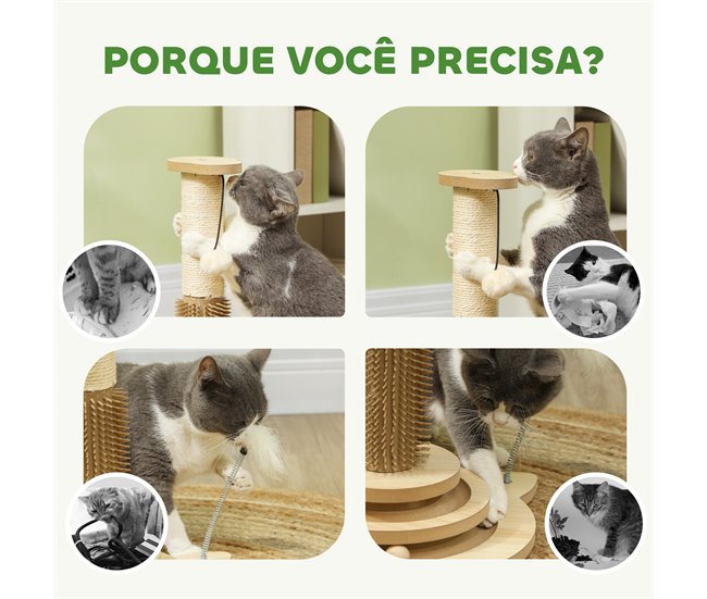 Arranhador para Gatos MDF, Sisal, PE PawHut Castanho