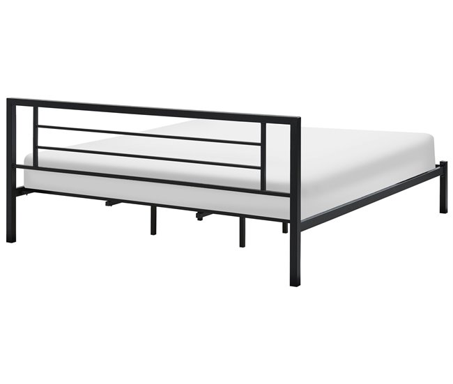 Beliani Cama com estrado Metal CUSSET Preto