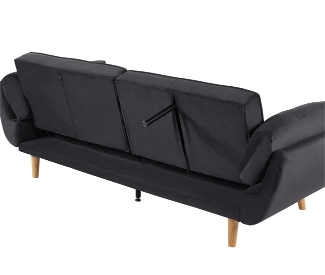 Beliani Sofá-cama Veludo ASBY Azul Marino