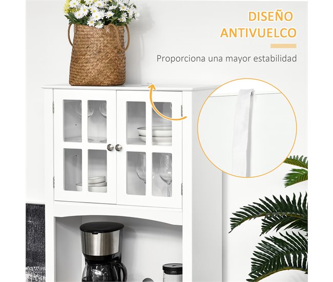 Armário de cozinha auxiliar MDF, Madeira de Borracha HOMCOM 68 Branco