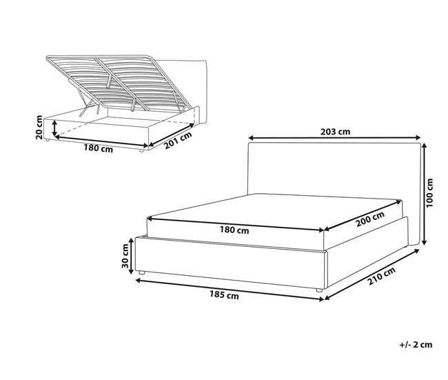 Beliani Cama com armazenamento Veludo LAVAUR 203x210 Cinza Escuro