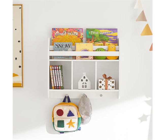 Estante de parede de 2 níveis para crianças KMB46-W SoBuy Branco