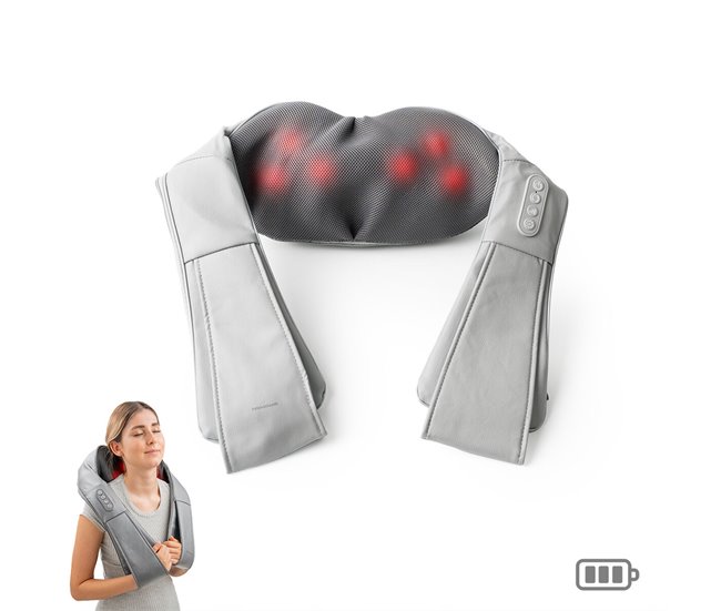 Massajador Shiatsu Recarregável Cinza