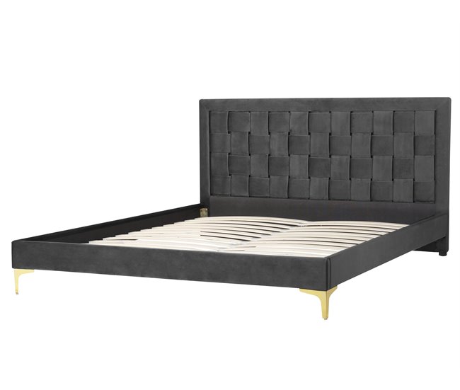 Beliani Cama Veludo LIMOUX 167x213 Azul Marino