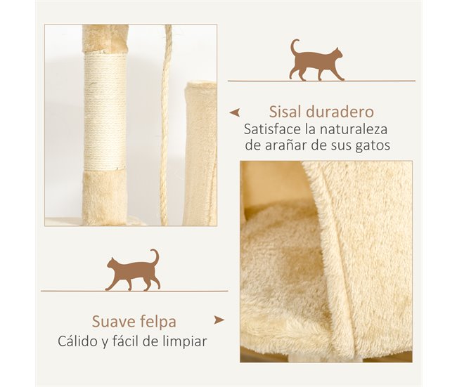 Arranhador para Gatos Aglomerado, Pelúcia e Sisal PawHut Bege