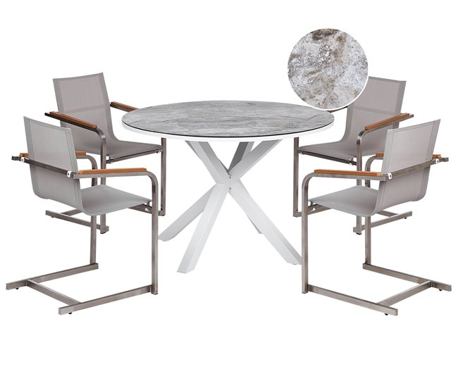 Beliani Conjunto de comedor MALETTO/COSOLETO Branco/cinza