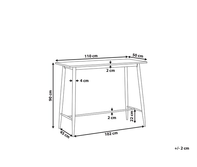 Beliani Mesa de bar CHAVES 50x110 Branco