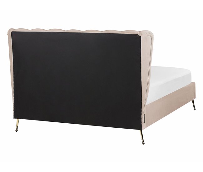 Beliani Cama com estrado Veludo MIRIBEL 167x218 Bege
