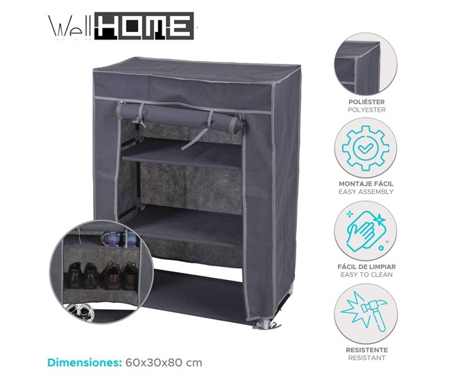 WELL HOME - Caixa de arrumação Cinza