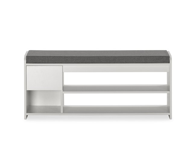 Banco de sapatos Gabriel 3 Furos e 1 Gaveta 103 Branco/cinza