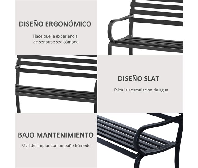 Banco de Jardim Metal Outsunny Preto