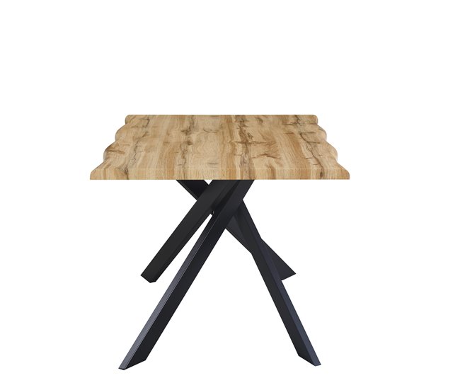 Mesa de jantar fixa LIMA cor carvalho  Preto/ Madeira