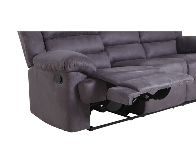 Sofá relax 3 lugares em microfibra BERRY Antracite