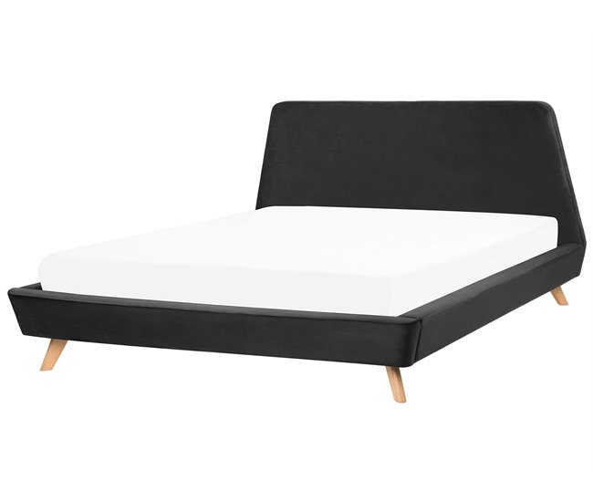 Beliani Cama com estrado Poliéster VIENNE 200x220 Cinza Escuro