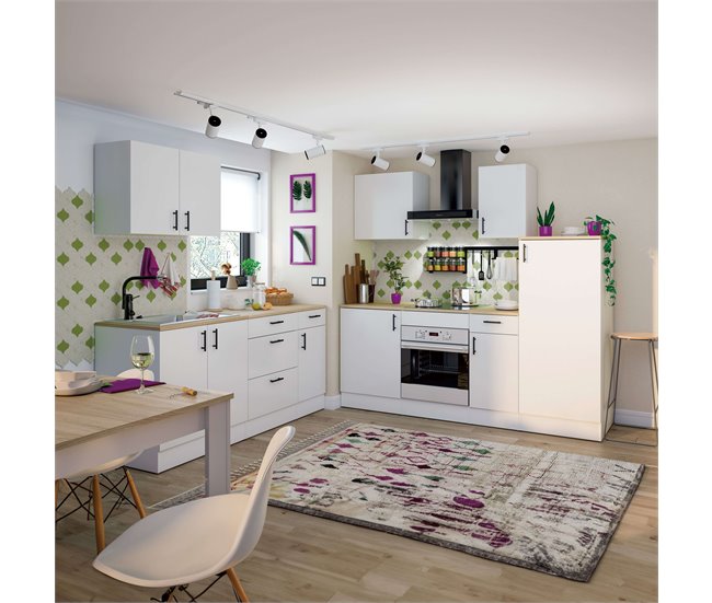 Módulo Base de Cozinha Moderna Kira Branco/ Madeira