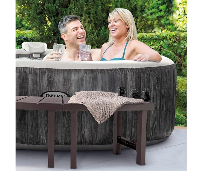INTEX Pacote de 2 bancos médios para spa circular para 4 pessoas Castanho