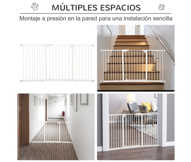 Barreira de Segurança Extensível Metal e Plástico PawHut Branco