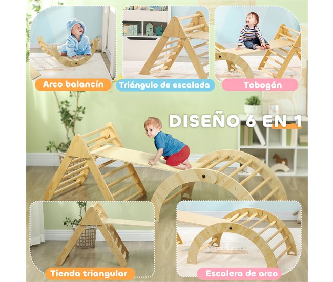 Jogo de Aprendizagem Placa de Pinho Multicamada AIYAPLAY Castanho